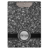 Elegante zwart-wit glitter klembord (Voorkant)