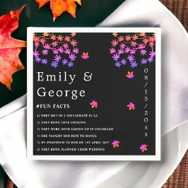 Elegante zwart-wit Glowy bladeren herfst bruiloft Servet