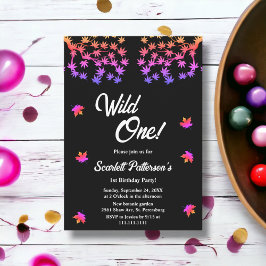 Elegante zwart-wit Glowy Herfst 1e Verjaardag Kaart