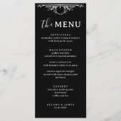 Elegante zwart-wit Gothic bruiloft Menu (Voorkant)
