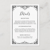 Elegante zwart-wit gotische bruiloft details informatiekaartje (Voorkant)