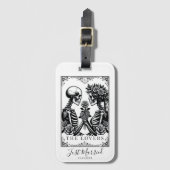 Elegante zwart-wit gotische tarot bruiloft bagagelabel (Voorkant (verticaal))