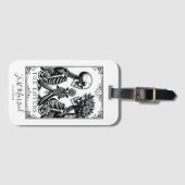 Elegante zwart-wit gotische tarot bruiloft bagagelabel (Voorkant (horizontaal))