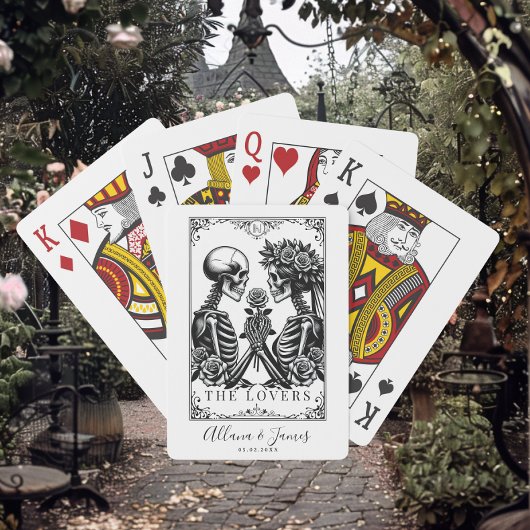 Elegante zwart-wit gotische tarot bruiloft pokerkaarten