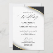 Elegante Zwart Wit Goud bruiloft met RSVP Kaart (Voorkant)