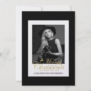 Elegante Zwart Wit Goud Fotografie Zakelijk Feestdagenkaart