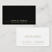 Elegante zwart wit goud minimalistische Sjabloon Visitekaartje (Voorkant / Achterkant)