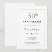 Elegante zwart-wit-gouden 50ste huwelijksjubileum  kaart (Voorkant / Achterkant)