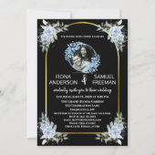 Elegante zwart-wit gouden foto bruiloft kaart (Voorkant)