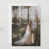 Elegante zwart-wit gouden overlay 2 foto bruiloft kaart (Achterkant)