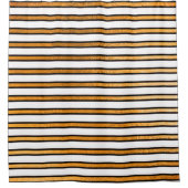 Elegante zwart wit gouden strepen lijnen minimaal douchegordijn (Voorkant)