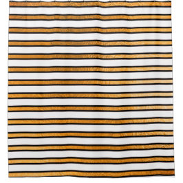 Elegante zwart wit gouden strepen lijnen minimaal douchegordijn