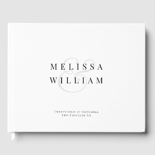 Elegante zwart-wit grijze Ampersand bruiloft Gastenboek (Voorkant)