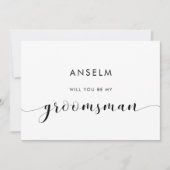 Elegante zwart-wit Groomsman Proposal Kaart (Voorkant)