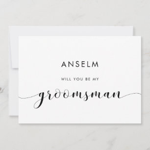 Elegante zwart-wit Groomsman Proposal Kaart