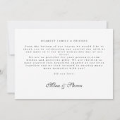 Elegante zwart-wit hart foto bruiloft bedankkaart (Achterkant)