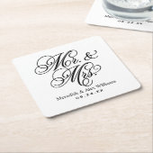 Elegante zwart-wit heer en mevrouw bruiloft kartonnen onderzetters (Schuin)