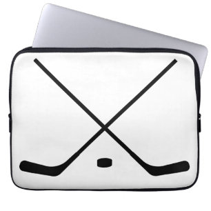 Elegante zwart-wit Hockey Sticks en Puck Laptop Sleeve