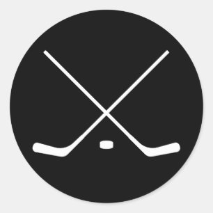 Elegante zwart-wit Hockey Sticks en Puck Ronde Sticker