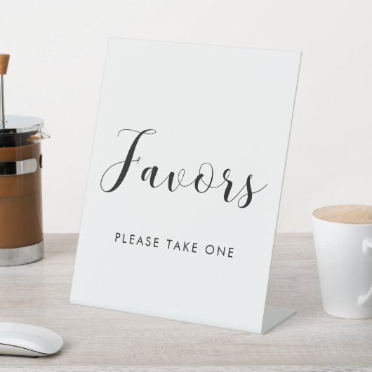 Elegante zwart-wit huwelijksgunsten reclamebord met voetstuk (Insitu)