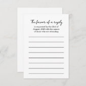 Elegante Zwart & Wit Huwelijksreactiekaart RSVP Kaartje (Voorkant / Achterkant)