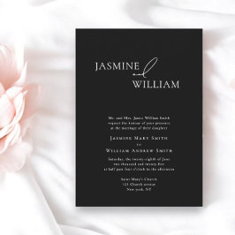 Elegante zwart-wit huwelijksuitnodiging Modern Kaart