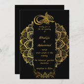 ELEGANTE zwart-wit ISLAMITISCHE BRUILOFT Kaart (Voorkant / Achterkant)
