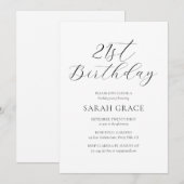 Elegante zwart-wit kalligrafie 21e verjaardag kaart (Voorkant / Achterkant)