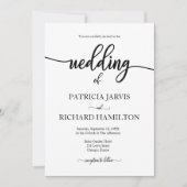 Elegante zwart-wit kalligrafie bruiloft kaart (Voorkant)