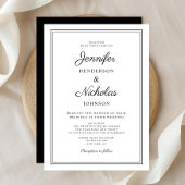 Elegante zwart-wit kalligrafie bruiloft kaart