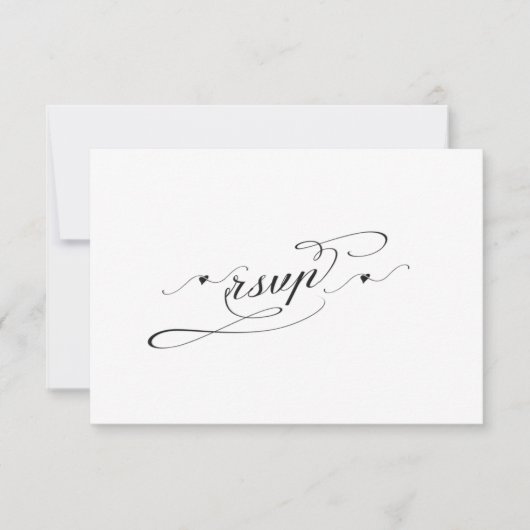 Elegante zwart-wit kalligrafie bruiloft RSVP (Voorkant)
