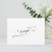Elegante zwart-wit kalligrafie bruiloft RSVP (Staand voorkant)