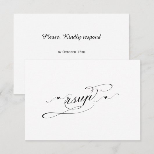 Elegante zwart-wit kalligrafie bruiloft RSVP (Voorkant / Achterkant)