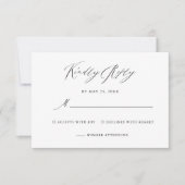 Elegante zwart wit kalligrafie bruiloft RSVP kaartje (Voorkant)