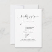 Elegante zwart wit kalligrafie bruiloft RSVP kaartje (Voorkant)