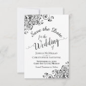 Elegante zwart-wit kalligrafie bruiloft save the date (Voorkant)