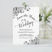 Elegante zwart-wit kalligrafie bruiloft save the date (Staand voorkant)