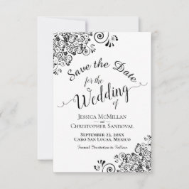 Elegante zwart-wit kalligrafie bruiloft save the date