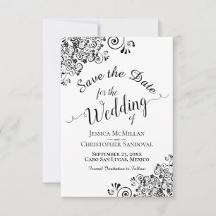 Elegante zwart-wit kalligrafie bruiloft save the date