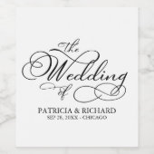 Elegante zwart-wit kalligrafie bruiloft wijn etiket (Enkel label)