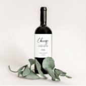 Elegante zwart-wit kalligrafie bruiloft wijn etiket