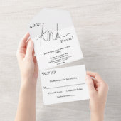 Elegante zwart-wit kalligrafie eenvoudige bruiloft all in one uitnodiging (Afscheurbaar)
