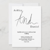 Elegante zwart-wit kalligrafie eenvoudige bruiloft kaart (Voorkant)