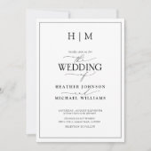 Elegante zwart-wit kalligrafie monogram foto kaart (Voorkant)