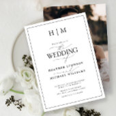 Elegante zwart-wit kalligrafie monogram foto kaart