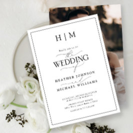 Elegante zwart-wit kalligrafie monogram foto kaart