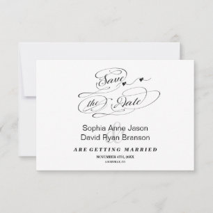 Elegante zwart-wit kalligrafie Save The Date