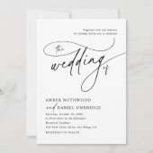 Elegante zwart-wit kalligrafie script bruiloft kaart (Voorkant)