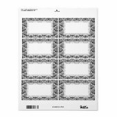 Elegante zwart-wit kalligrafische damast etiket (Full Sheet)