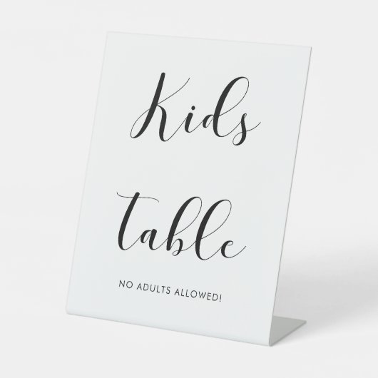 Elegante zwart-wit Kinder tafel Reclamebord Met Voetstuk (Voorkant)
